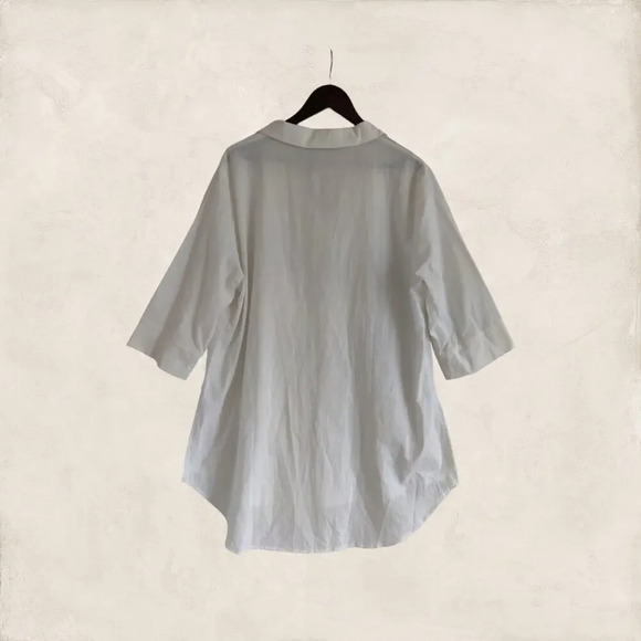 Zanzea Tunic White Blouse 3/4 Sleeve Longline Hi-Low Collared V-Neck Top Sz XXXL - Picture 4 of 9